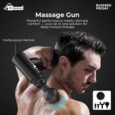 Deep Tissue Massage Gun with 4 Heads & 6 Speed Levels – Rechargeable Muscle Massager for Pain Relief & Full Body Relaxation